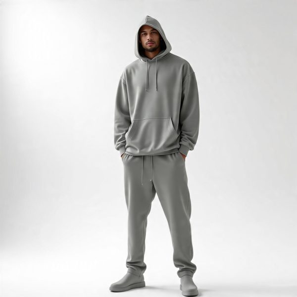 french terry baggy 2 piece tracksuit hooded sweatshirt jogger sweatpants sweatsuit sets 500 gsm hoodie sets men