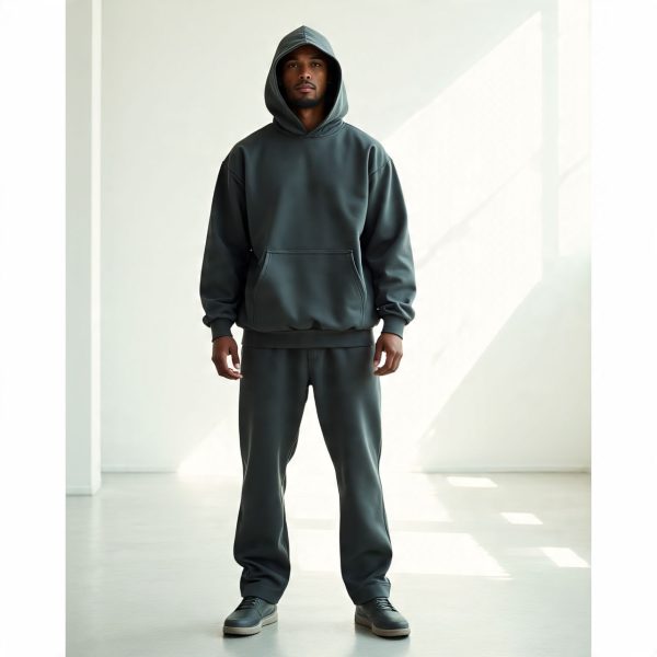 french terry baggy 2 piece tracksuit hooded sweatshirt jogger sweatpants sweatsuit sets 500 gsm hoodie sets men