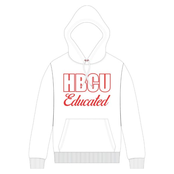 white men hbcu educated pullover hoodie red chenille and embroidered design greek life apparel custom college clothing