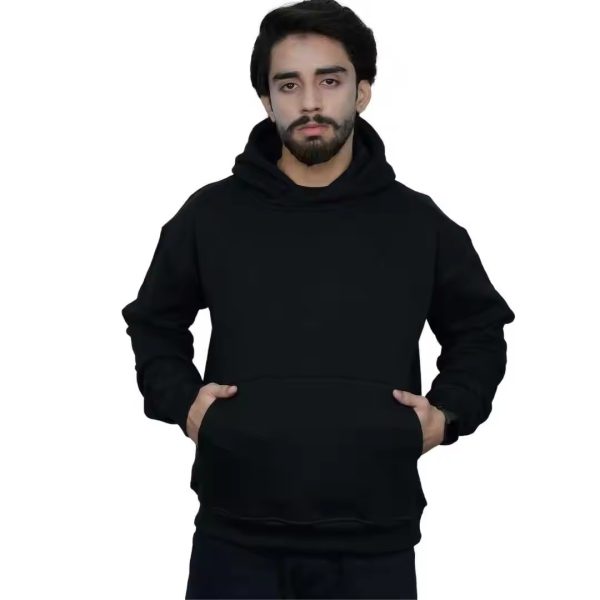 printed and solid fleece casual 100% cotton hoodies sweatshirts for men warm winter streetwear fashion outerwear in black