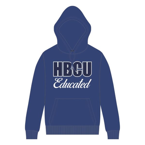 royal blue men hbcu educated pullover hoodie white chenille and embroidered design greek life apparel custom college clothing