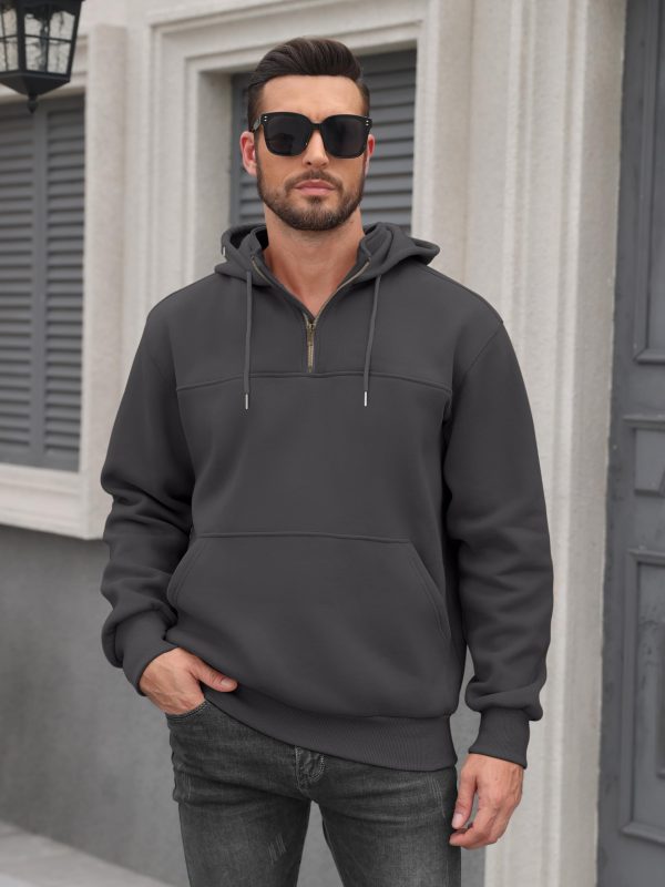 heavy weight custom zip hoodie with zipper thick full zip up hoodies unisex men's loose fit 1/4 zip pullover sweatshirt