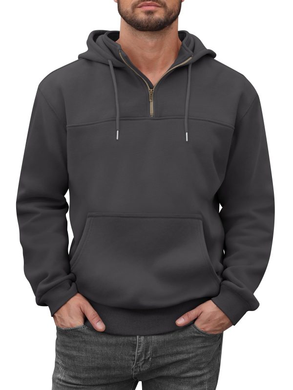 heavy weight custom zip hoodie with zipper thick full zip up hoodies unisex men's loose fit 1/4 zip pullover sweatshirt